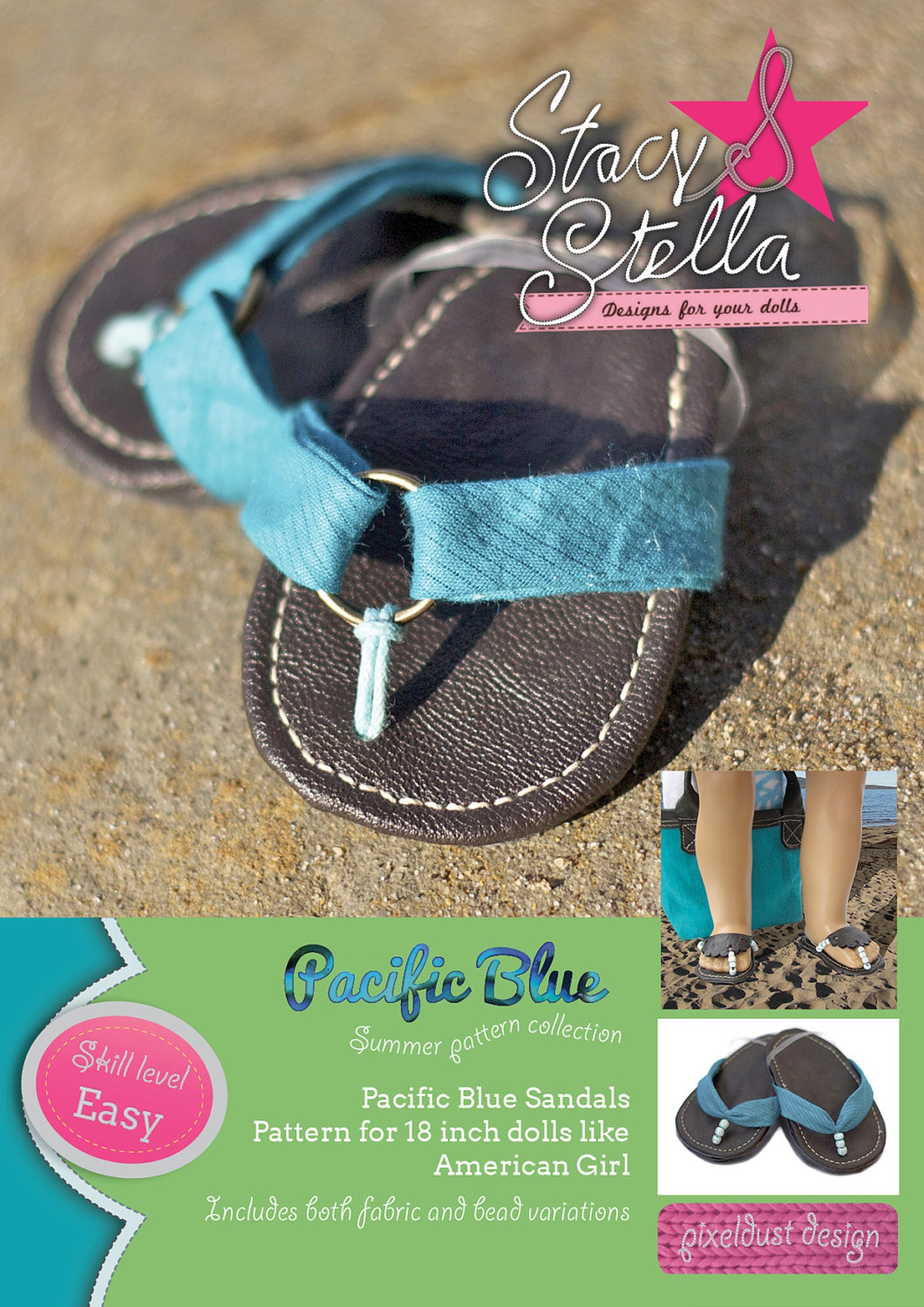 Pacific Blue Sandals PDF Sewing Pattern for 18 Inch Dolls Like American ...