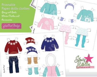 Stacy and Stella - Winter paper doll clothes and accessories collections