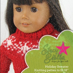 Holiday Sweater knitting pattern for American Girl 18 inch doll image 1