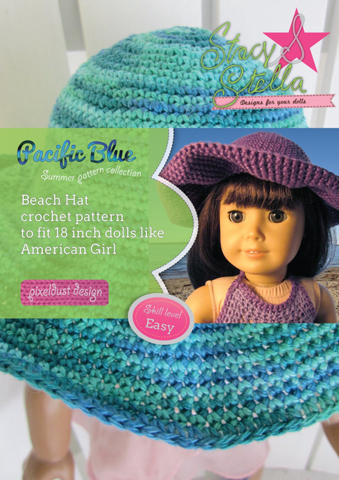 Floppy Sun Hat Crochet PDF Pattern for 18 Inch Dolls Like American Girl