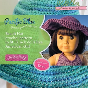 Floppy Sun Hat crochet PDF pattern for 18 inch dolls like American Girl - INSTANT DOWNLOAD.