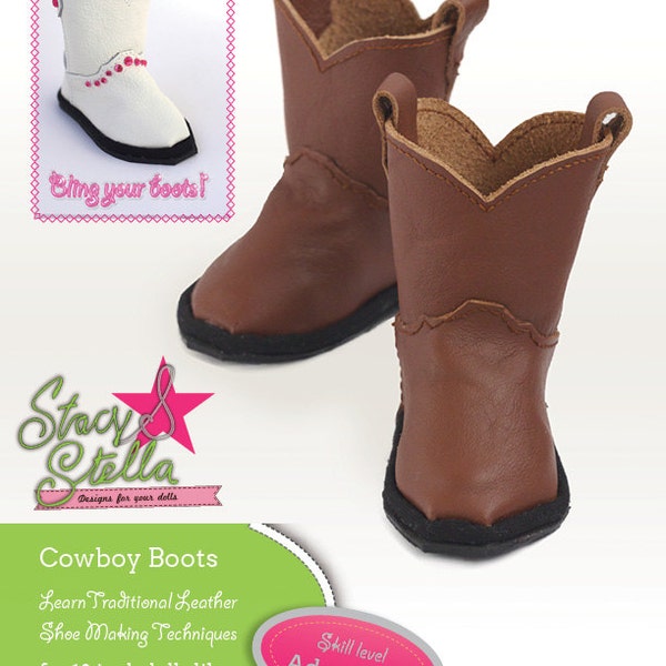 Leather Cowboy Boots Doll Clothes PDF Pattern for 18 inch American Girl Dolls - INSTANT DOWNLOAD
