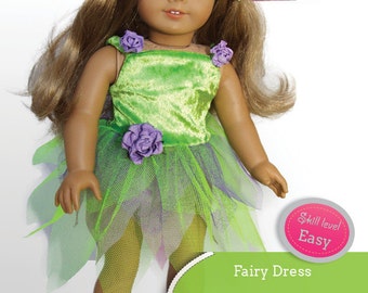 Molde de costura em PDF para vestido de fada para bonecas de 18 polegadas, como American Girl - DOWNLOAD INSTANTÂNEO