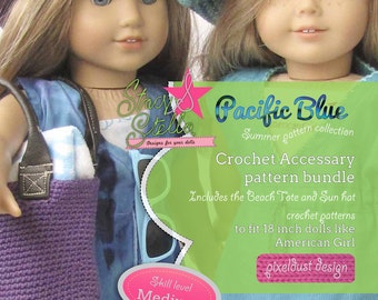 Pacote de padrões PDF de acessórios de crochê para bonecas de 18 polegadas como American Girl - DOWNLOAD INSTANTÂNEO.