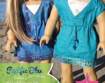Padrão de costura Beach Cover Up para bonecas de 18 polegadas como American Girl - DOWNLOAD INSTANTÂNEO