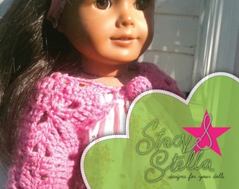 Padrão PDF de encolher de ombros de crochê para bonecas de 18 "como American Girl