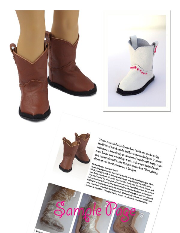 Leather Cowboy Boots Doll Clothes PDF Pattern for 18 Inch American Girl Dolls INSTANT DOWNLOAD