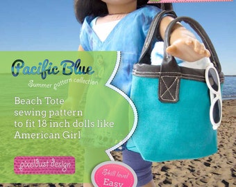 Bolsa de praia com alças de vinil Padrão de costura em PDF para bonecas de 18 polegadas como American Girl - DOWNLOAD INSTANTÂNEO.