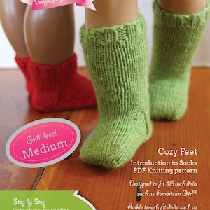 Cozy Feet PDF knitting pattern for 18 inch dolls like American Girl - INSTANT DOWNLOAD