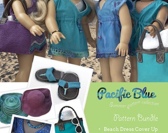 Coleção de padrões PDF Pacific Blue para bonecas de 18 polegadas como American Girl - DOWNLOAD INSTANTÂNEO