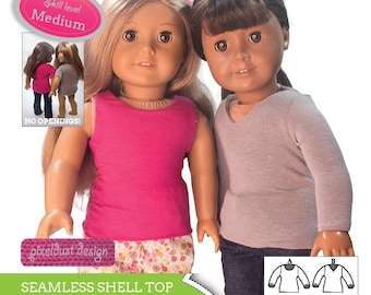 Molde de costura em PDF para bonecas American Girl de 18 polegadas com top sem costura - DOWNLOAD INSTANTÂNEO