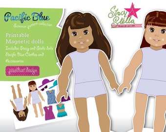 Stacy and Stella printable magnetic dolls