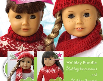 Acessórios de Natal e padrão de tricô para suéteres de Natal para bonecas American Girl de 18 polegadas - PDF - DOWNLOAD INSTANTÂNEO