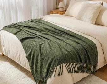 Sage Green  Blanket, Soft Chenille Sofa Throw, Minimal Home Decor