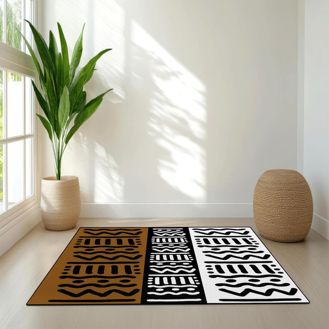 Boho Mudcloth Rug, African Inspired Area Rug, Modern Bohemian Carpet ...