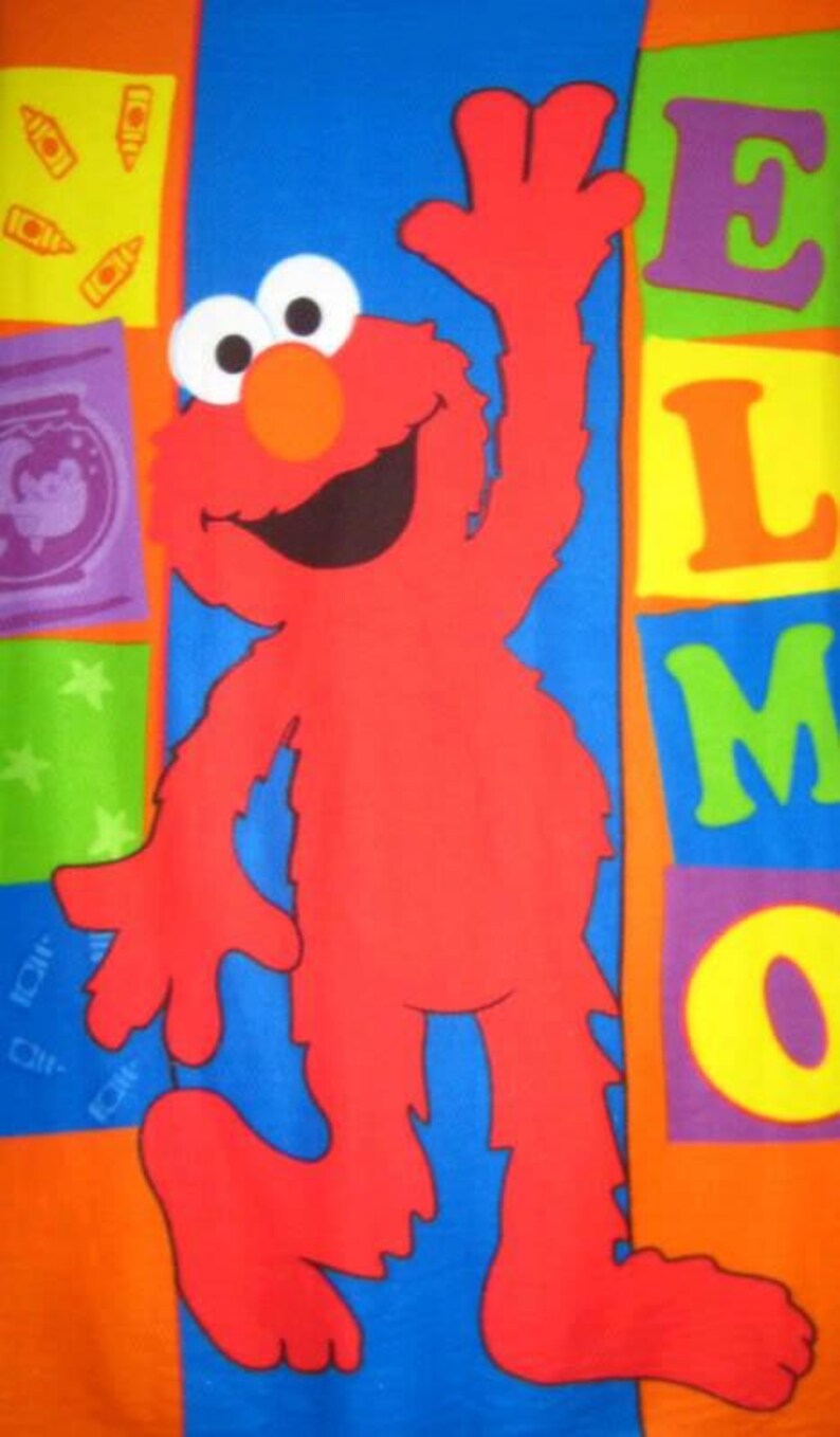 Sesame Street Elmo Blocks Fleece Panel Soft Warm Throw Blanket or Wall ...
