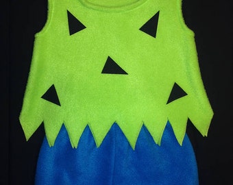 Pebbles Flintstones Halloween Costume Lime & Turquoise Set with Jagged Edge