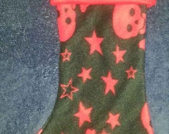 Skulls & Crossbones with Stars Holiday Christmas Stocking w/ Red Cuff