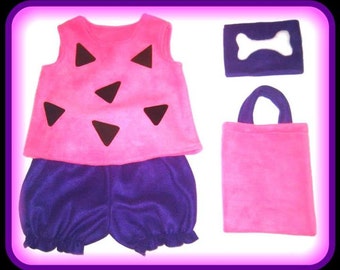 Size 3T/4T Pebbles Flintstones Halloween Costume Pink & Purple Set