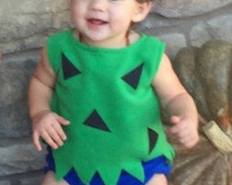 Pebbles Flintstones Halloween Costume  Green & Royal Blue Set