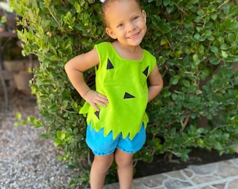 Pebbles Flintstones Halloween Costume Lime & Turquoise Set with Jagged Edge