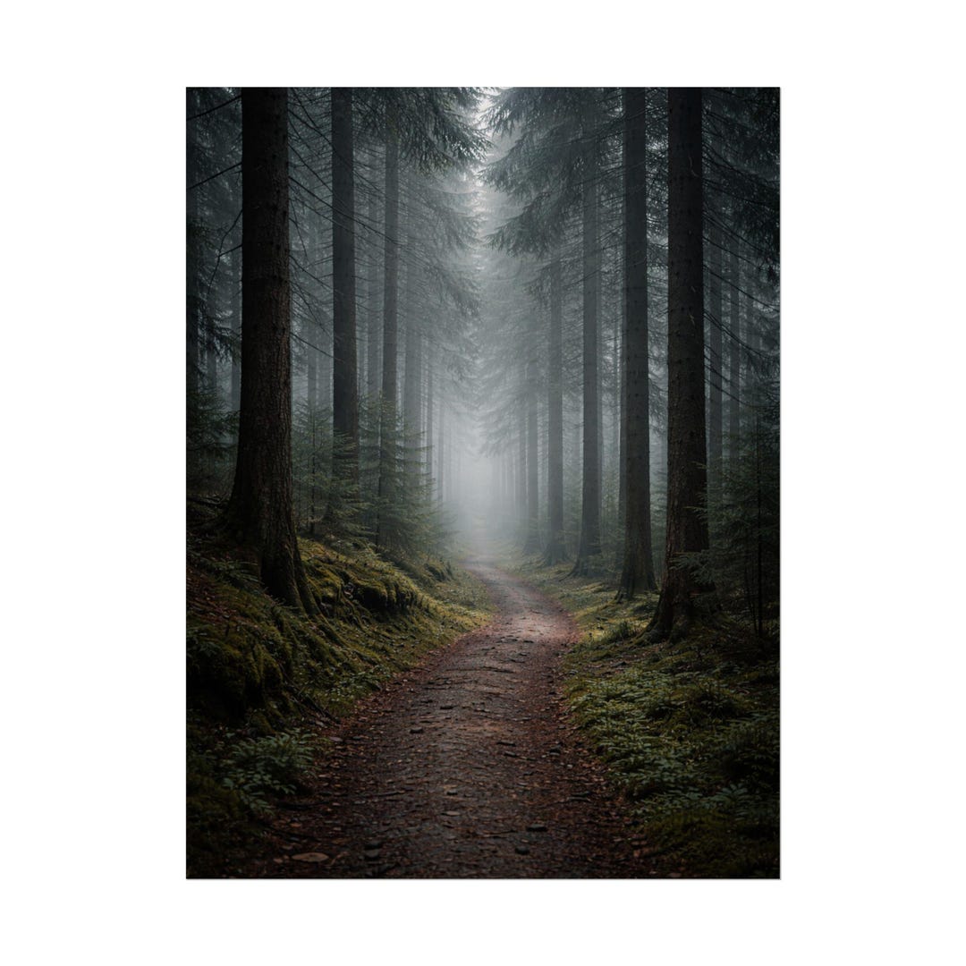 Misty Forest Path Print, Moody Nature Landscape Wall Art - Etsy
