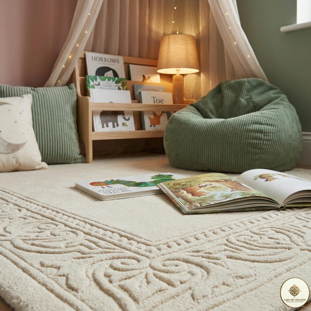 Ivory 3D Floral Rug Hand Tufted Wool, Carved Peony Area Rug, Monochrome ...