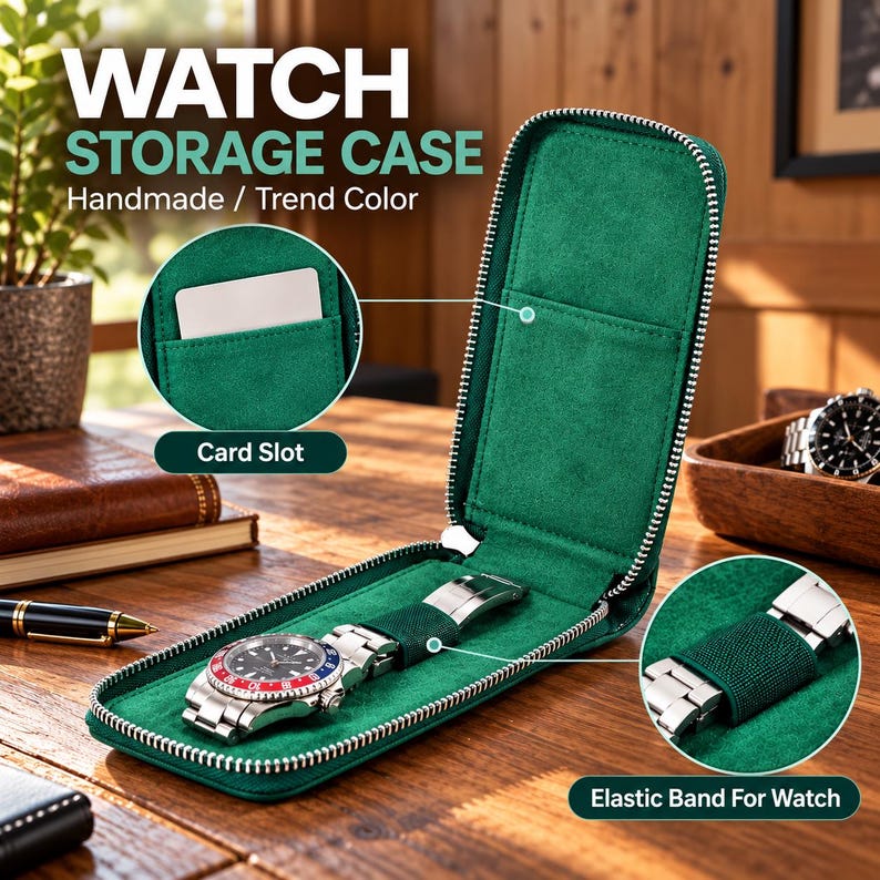Do Not Store Boxes Sign Handmade Leather Watch Organizer Box With Card Slot, Multifunctional ...