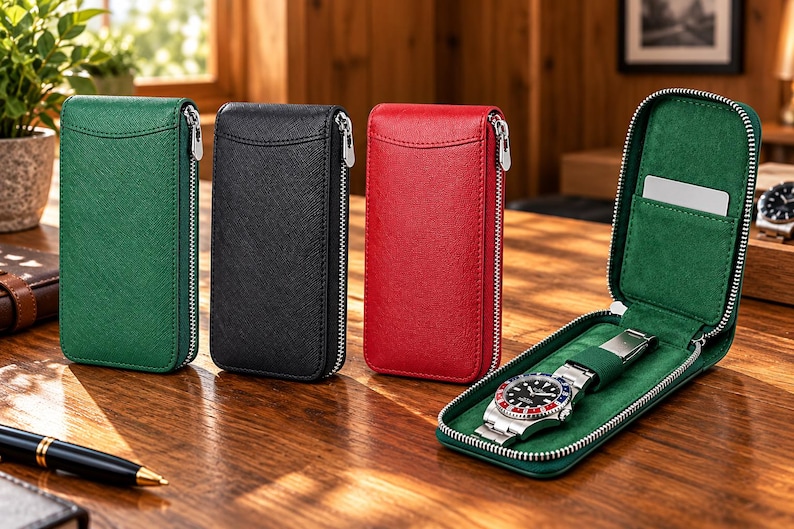 Do Not Store Boxes Sign Handmade Leather Watch Organizer Box With Card Slot, Multifunctional ...