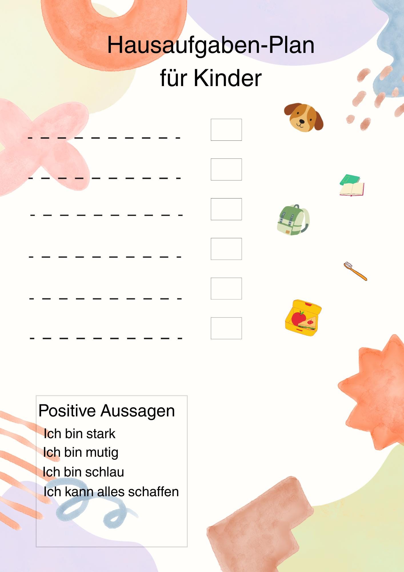 Homework Plan for Kids | Morning Routine & Task List | Checklist for ...
