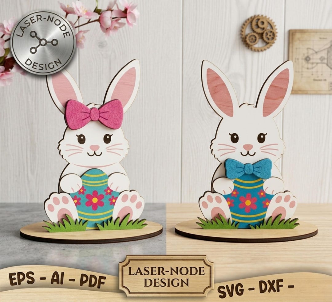 Easter Bunny Couple SVG Laser Cut Boy Girl Rabbit Shelf Sitter - Etsy