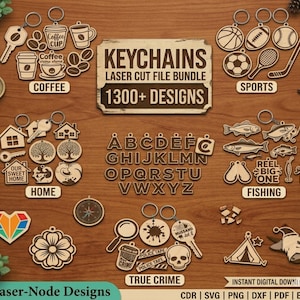 Engraved Keychain Laser Cut Mega Bundle SVG Designs For Xtool Cricut