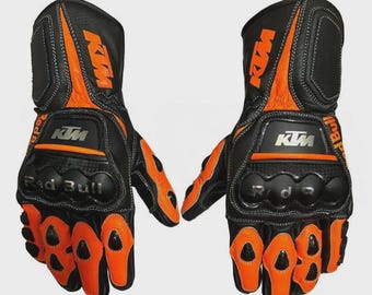 KTM Red Bull Motorcykelläder Racinghandskar Svarta Orange Kolfiber Knogskyddshandskar