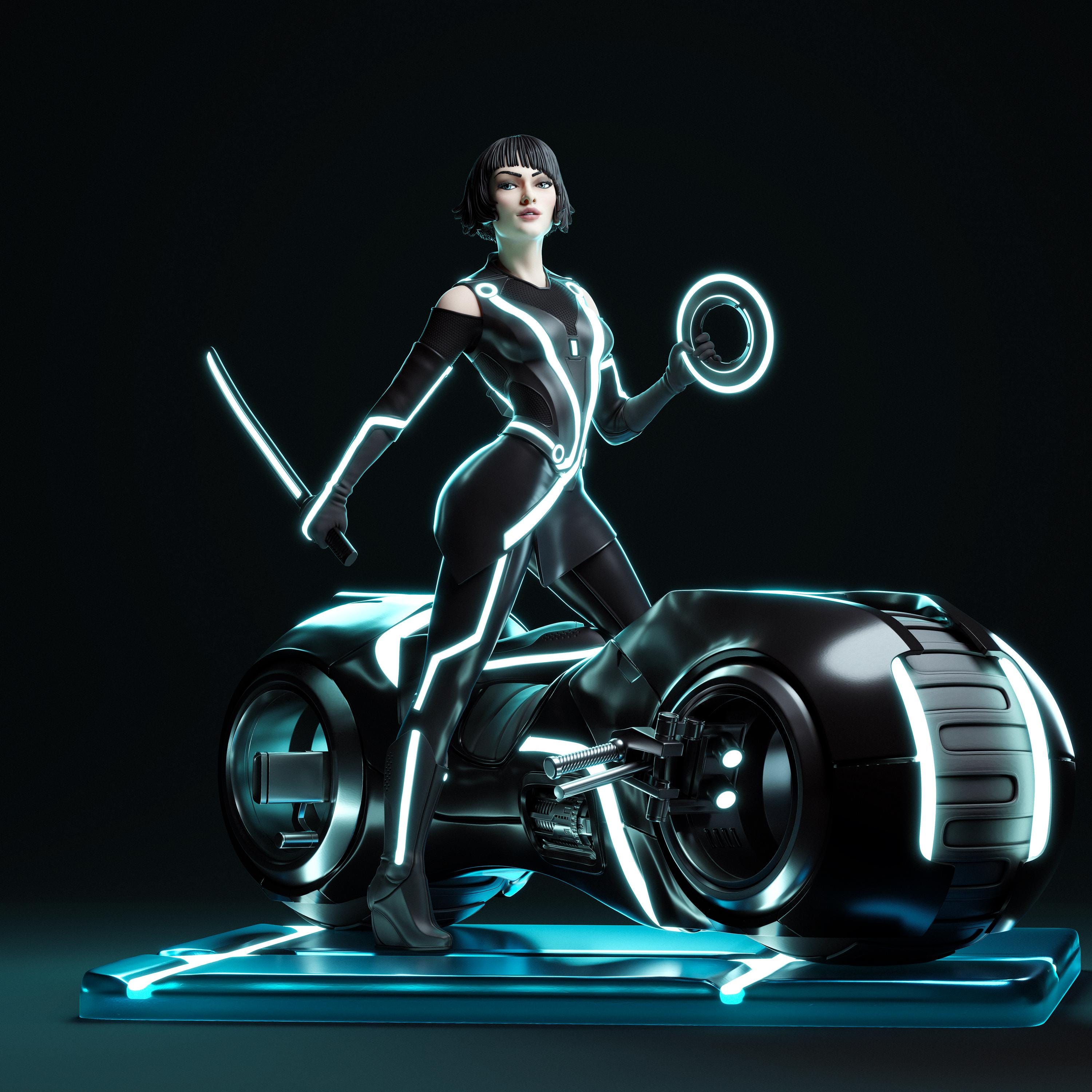 Tron – Quorra | Neon Ascension STL Statue | 3D Print Model | Digital ...