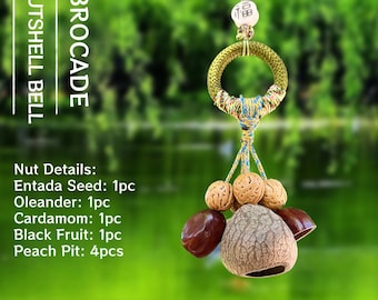 Handmade Nutshell Bell – Natural Seeds, Asian Feng Shui Ornament, Garden Decor
