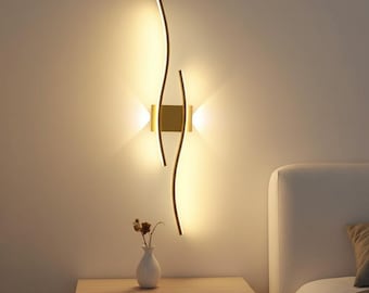 Aplique de pared LED para mesita de noche / silueta curva moderna / 60/80 cm / iluminación interior