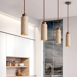 Lámpara colgante minimalista de piedra mini/lámpara de techo cilíndrica nórdica para isla de cocina