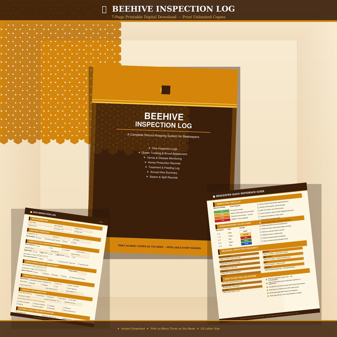Beehive 7 Page Inspection Log - Etsy UK