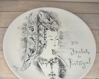 ポルトガル製磁器プレート – ドナ・イザベル・デ・ポルトガル – エンリケ航海王子生誕500周年記念プレート