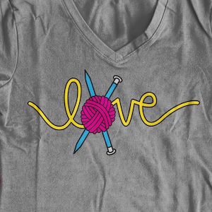 Garn Liebe Stricken - PNG Dtf SVG - Schnitt Datei Digitale Datei T-Shirt Art Cricut Sublimation Download Schnittdatei