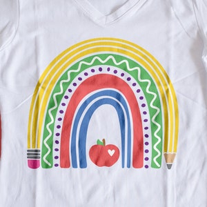 Educação Arco-íris SVG | PNG eps Dtf | Arquivo Cricut Cut | Professor Arco-íris | Lápis Maçã | Sublimação | Download de Camisa | Apreciação do Professor