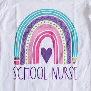 School Nurse Svg | Rainbow Heart Pencil | Nurse Appreciation Day | DXF eps PNG | Cricut Cut File | Digital Download | Nurse Gift | Teacher