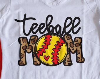 Teeball Mom SVG | Baseball t shirt | Cricut cut file | T Ball Mom | DXF eps PNG | Leopard Animal Print | Instant Download | Sublimation file