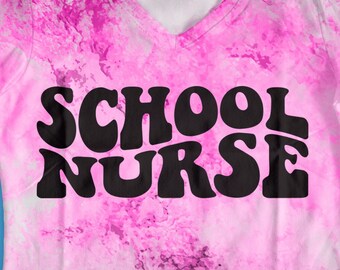 School Nurse Stacked Wavy SVG | Groovy Letters | Nurse Appreciation | DXF eps PNG | Cricut Cut File | Digital Download | Silhouette Png