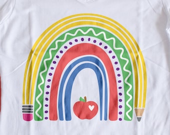 Education Rainbow SVG | PNG eps Dtf | Cricut Cut File | Teacher Rainbow | Pencil Apple | Sublimation | Shirt Download | Teacher Appreciation