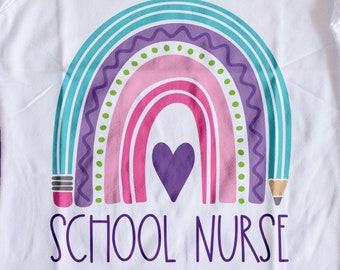 School Nurse Svg | Rainbow Heart Pencil | Nurse Appreciation Day | Dtf eps PNG | Cricut Cut File | Digital Download | Nurse Gift | Teacher
