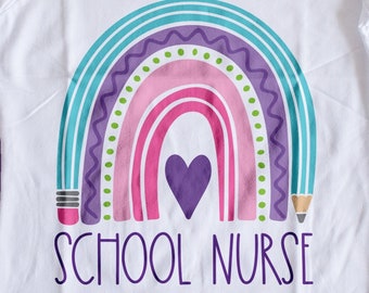 School Nurse Svg | Rainbow Heart Pencil | Nurse Appreciation Day | DXF eps PNG | Cricut Cut File | Digital Download | Nurse Gift | Teacher