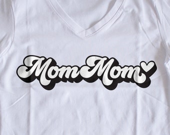 Mom Mom Heart Script SVG | MomMom svg | Instant Download | PNG DXF eps | Mother's Day Cut File | Sublimation png | Heart svg File | Layered