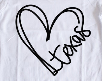 Texas Heart SVG | Line heart | Texas shirt | Tx heart | Dtf eps PNG | Cricut Cut File | Sublimation png | Script | Hand Lettering | State