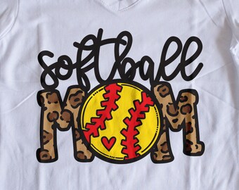 Softball Mom SVG | Softball Baseball t shirt | Cricut cut file | DXF eps PNG | Leopard Animal Print | Instant Download | Sublimation png